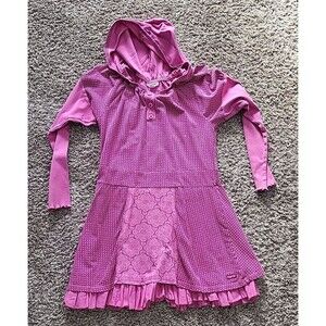 Naartjie Kids Pink Hooded Long-Sleeve Dress Tunic Ruffled Skirt 14 Y GUC